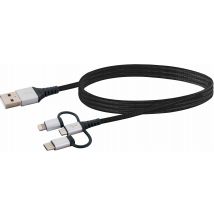 Schwaiger Ladekabel USB 2.0 A > 3-in-1 1,5m Schwarz/Silber