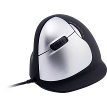 R-Go Maus HE ergonomisch links  USB       groß    schw./silb