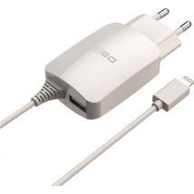 2GO Ladegerät 12W Lightning + 1x USB, Kabel 1,4m,  weiß