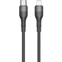 2GO USB Lade-/Datenkabel Type C - Lightning  Nylon 1m  sw