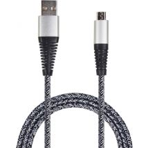 2GO USB Lade-/Datenkabel USB-A - Micro-USB  1m  Nylon silber
