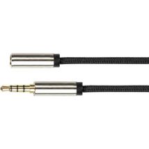 Python Audiokabel 4-pol. Klinkenst. an Buchse schwarz 1m