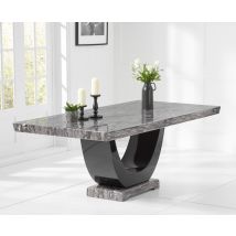 Raphael 200cm Dark Grey Pedestal Marble Dining Table