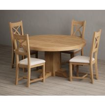 Helmsley 150cm Round Oak Dining Table with 8 Charcoal Grey Natural Solid Oak Chairs