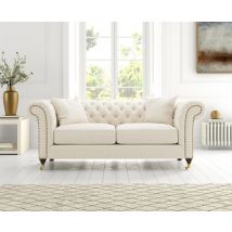 Kensington Chesterfield Ivory Linen 2 Seater Sofa