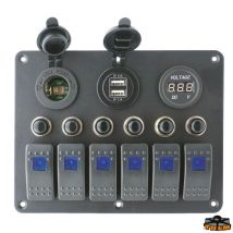 Tableau Électrique 6 Interrupteurs + USB – Trem – Voltmètre / Disjoncteurs