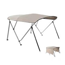 Bimini aluminium 3 arceaux avec taud de soleil latéral beige - hauteur 117 cm - Coversy