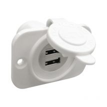 Double Prise USB Blanche Encastrable – Osculati – 12/24V – Étanche IP65