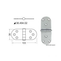 Charnière inox épaisseur 2 mm - 103 x 38 mm