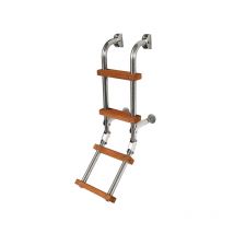 Edelstahl Leiter mit Holzstufen, kleine Ausführung - Orangemarine