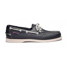 Sebago Docksides cuoio blu/suola bianca - Scarpe da barca uomo