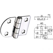 Charnière inox épaisseur 2 mm - 65 x 40 mm