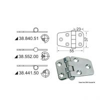 Charnière inox épaisseur 2 mm - 55 x 37 mm