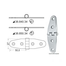 Charnière inox épaisseur 2 mm - 101 x 27 mm