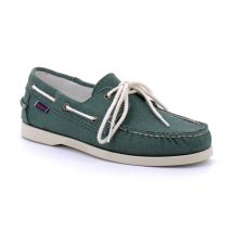 Sebago - Docksides Portland Lavato Tela Verde Scarpe Da Barca - Sebago