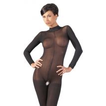 Catsuit mit Spitzenkragen
