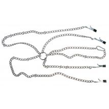 Nippelklammern „Nipple & Clit Clamps“ mit Halskette und Intimklammern
