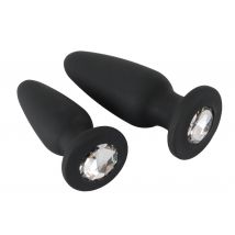 2er-Set Analplugs mit Glitzerstein