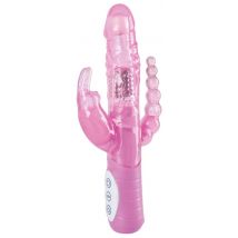 Rabbitvibrator „3 x Motor 3 x Lust“, 22 cm, stimuliert vaginal, anal und die Klitoris