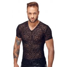 Shirt aus feinem Powernet mit Leo-Samtflockprint