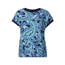 Rundhals T-Shirt mit Frontprint, Blau 36