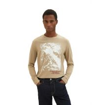 Tom Tailor photoprint longsleeve, Quarry Beige beige XL