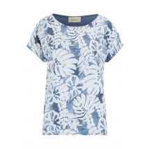 Rundhals T-Shirt mit Frontprint, Blau 40