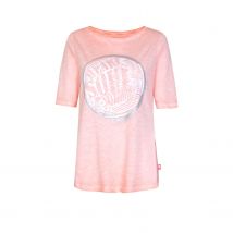 Rundhals T-Shirt mit Frontprint, Rosa XS