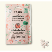 PAOS - Recharge dentifrice à croquer BIO - Crokifrice - fraise - 125 comprimés - 37,5g