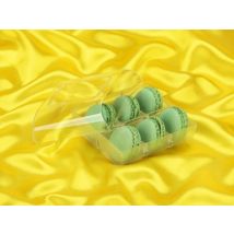 Macaron-Halbschalen 12 Stück grün in 6er Box transparent