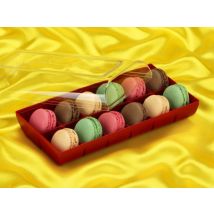 Macaron-Halbschalen 24 Stück bunt in 12er Box ruby