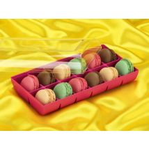 Macaron-Halbschalen 24 Stück bunt in 12er Box fuchsia