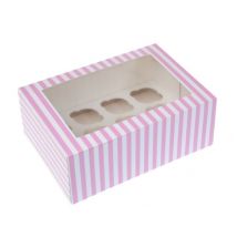 Cupcake Box für 12 Cupcakes mit Fenster Pink Zirkus 2 Stück