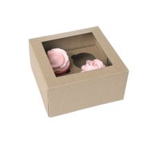 Cupcake Box für 4 Cupcakes Kraft 2 Stück