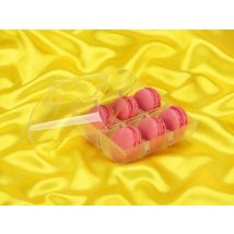 Macaron-Halbschalen 12 Stück rot in 6er Box transparent