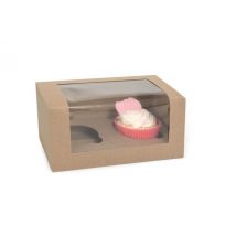 Cupcake Box für 2 Cupcakes mit Fenster ECO-Line Kraft 3 Stück