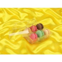 Macaron-Halbschalen 12 Stück bunt in 6er Box transparent