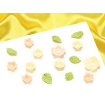 Zuckerdekor Blumen und Blätter Limettengrün 16 Stück