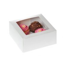 Cupcake Box für 4 Cupcakes mit Fenster weiß 2 Stück