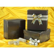 Tortenkarton graphit 31cm 3er Set mit Schleifenset silber