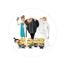 Tortenaufleger Minions mit Lucy, Gru, Dru, Agnes, rund 20cm