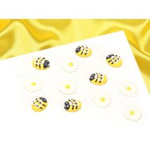 Zuckerdekor Bienen und Blumen 25mm 12 Stück