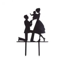 Cake Topper Familie - Schwarz - Acryl