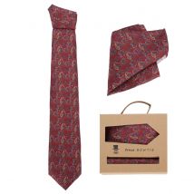 Prince BOWTIE Extralange Krawatte und Einstecktuch im Set Farbe rot Größe: One Size