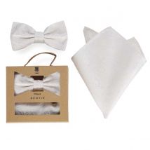 Prince BOWTIE Fliege und Einstecktuch im Set Farbe cremeweiß Größe: One Size