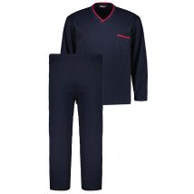 ADAMO Langer Schlafanzug aus Baumwolljersey Farbe dunkelblau Größe: 3XL