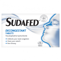Sudafed Decongestant Tablets 12 Tablets