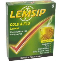 Lemsip Cold & Flu Sachets Lemon 650mg/10mg  5