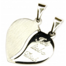 Anhänger Herz einseitig beschriftet - Ich liebe Dich - Silber 925 rhodiniert