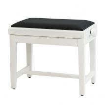 Klavierbank weiß matt mit schwarzem Velourspolster